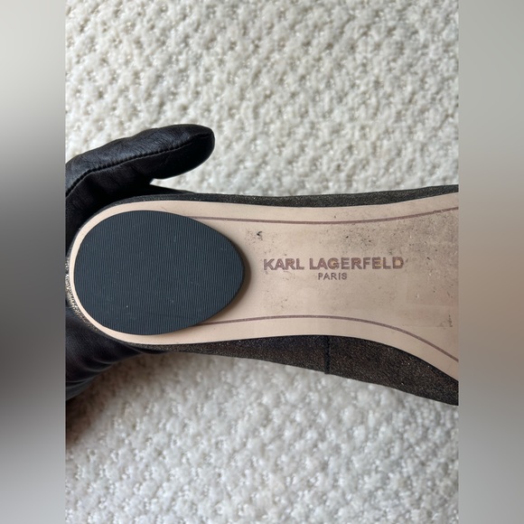Karl Lagerfeld Paris Lebois Metallic Suede Stitched Ballet Flats - Picture 9 of 9